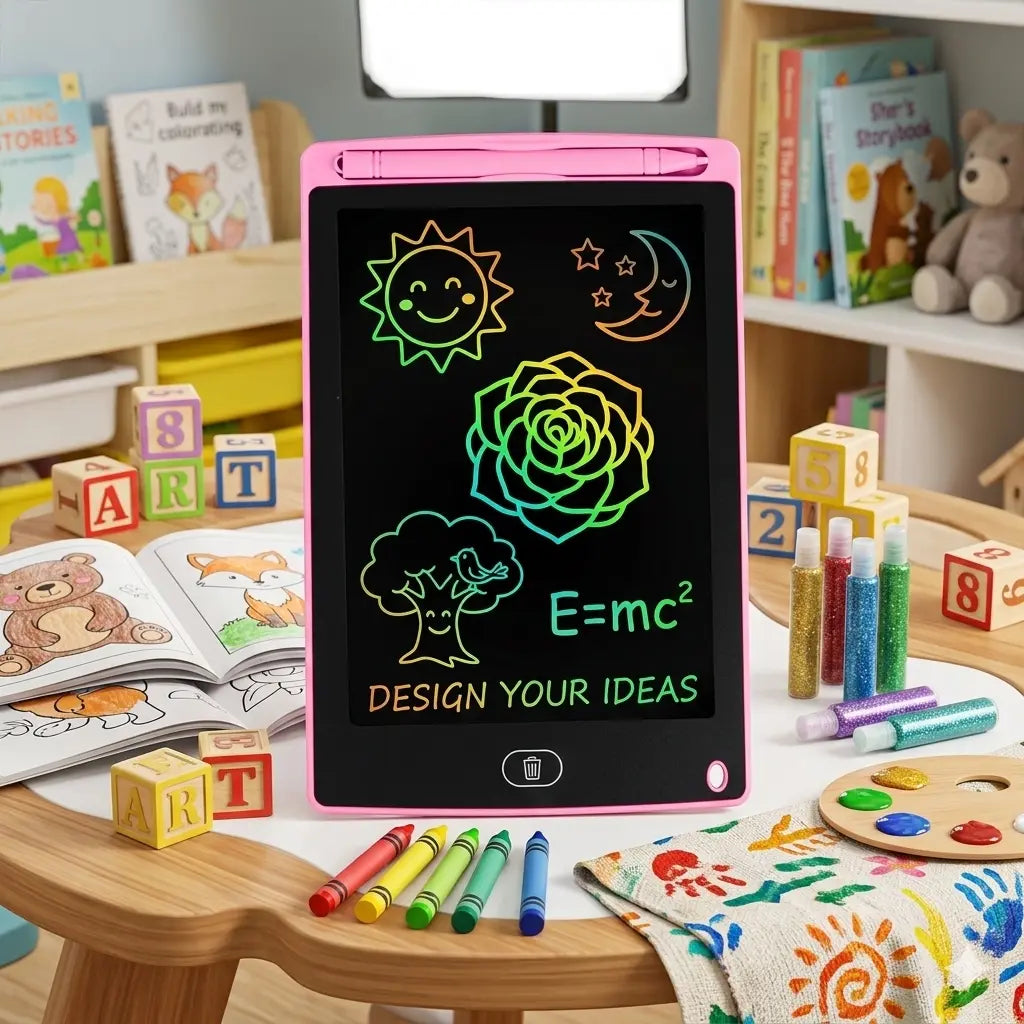 Ardoise magique enfant fratrie rose poudre