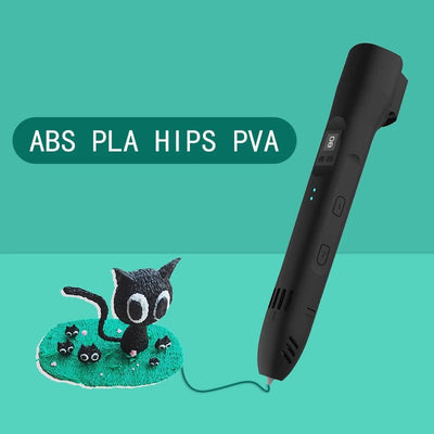 Stylo 3D enfant compatible filaments ABS, PLA, HIPS et PVA, température réglable 60-245°C, activité créative sans écran