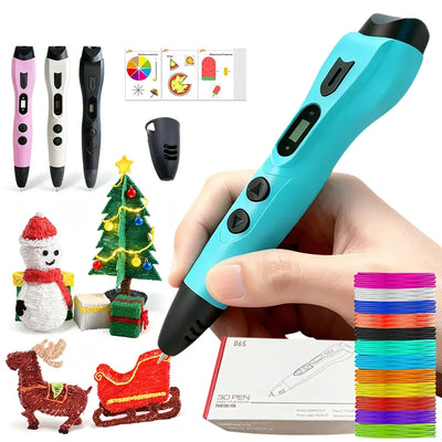 Stylo 3D enfant LCD PLA ABS — 90m de filament, buse anti-bourrage, sac de transport