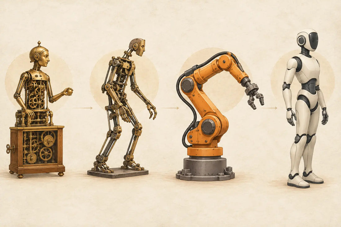 Frise illustrant l'évolution du robot à travers l'histoire