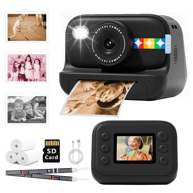 Appareil photo instantané enfant avec 3 rouleaux papier et carte SD 32GB