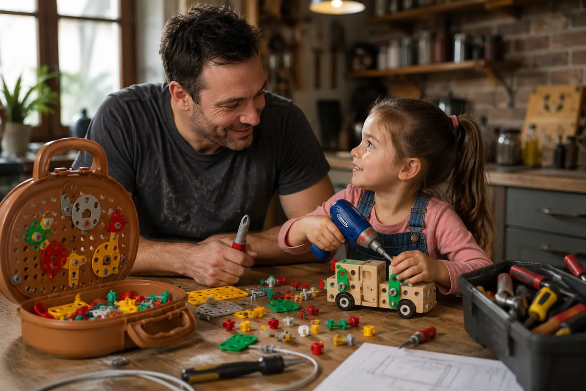 Boite a outils enfant Montessori 204 pieces avec perceuse jouet et mallette de rangement