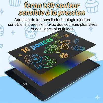 Ardoise magique enfant multicolore : un format vertical de 16 pouces, technologie de l'écran