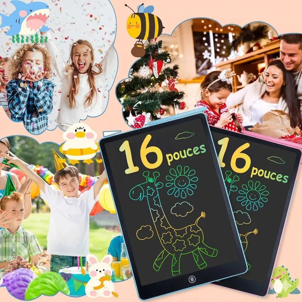 Ardoise magique enfant multicolore : un format vertical de 16 pouces, idées cadeaux