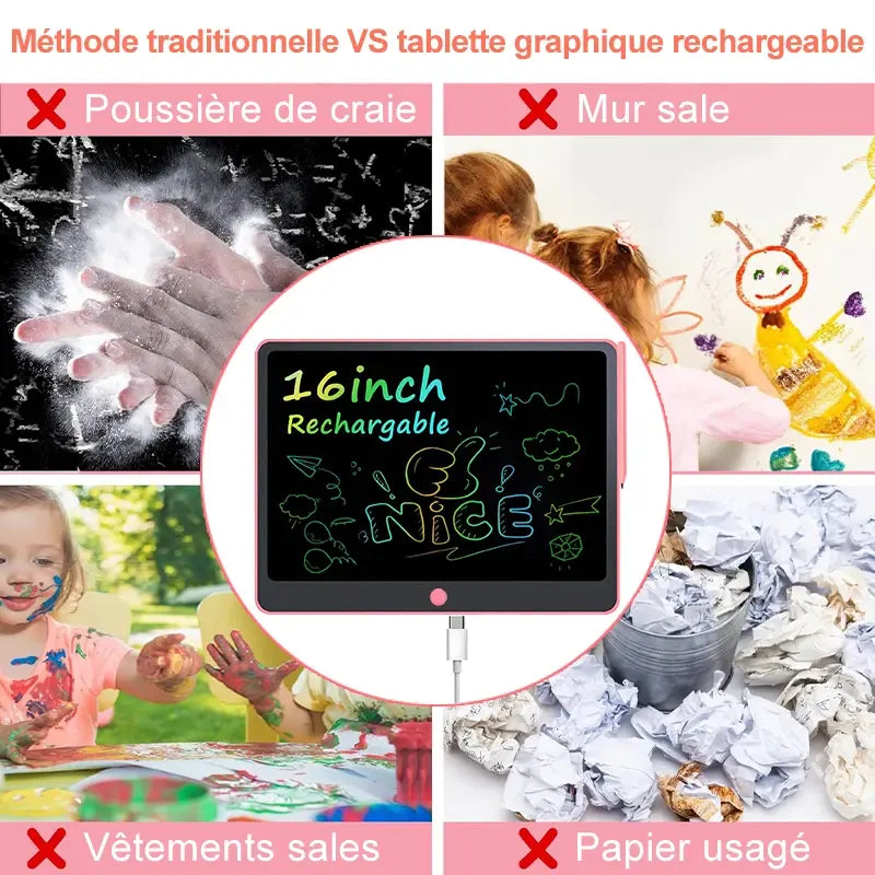 Ardoise magique LCD enfant ecrire sans papier ni encre