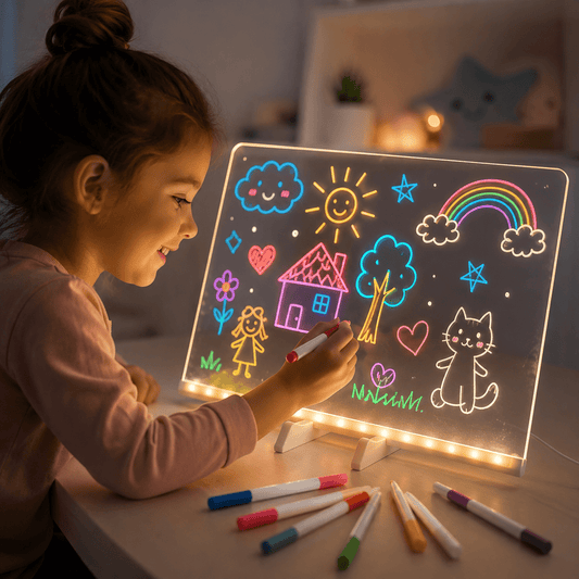 Ardoise magique lumineuse LumiBoard avec feutres fluorescents pour enfant - Petit Curio