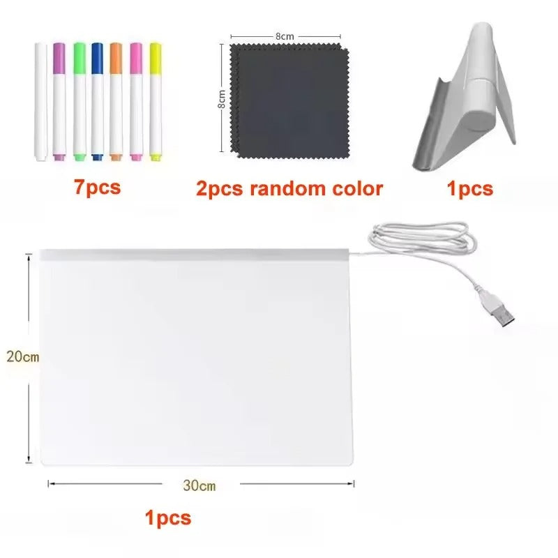 Ardoise magique lumineuse LumiBoard avec feutres fluorescents pour enfant - Petit Curio