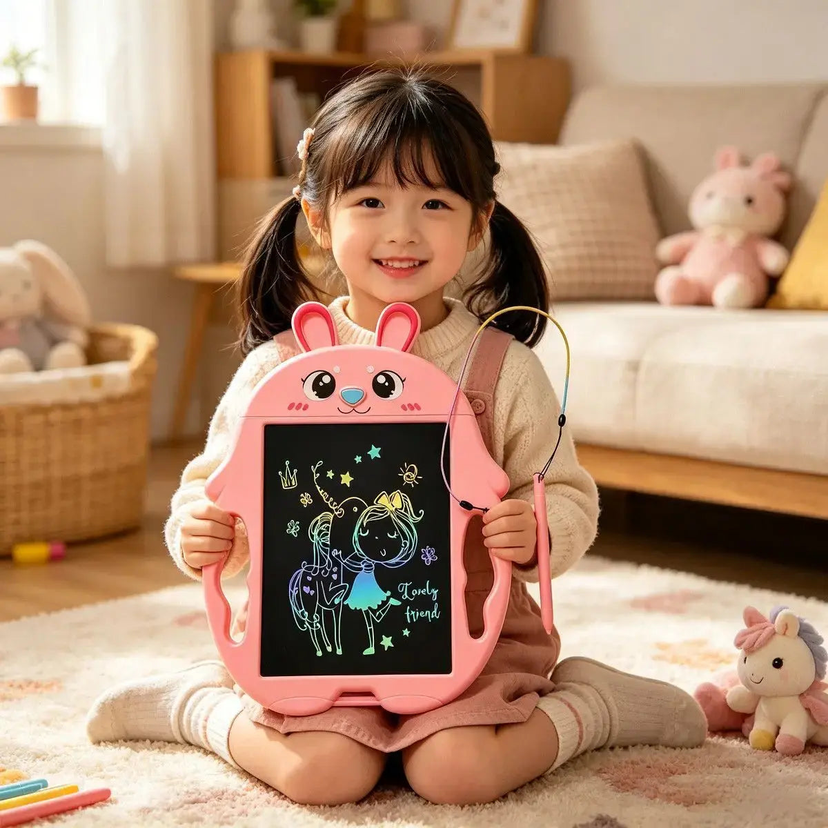 Ardoise magique enfant petites mains lapin rose