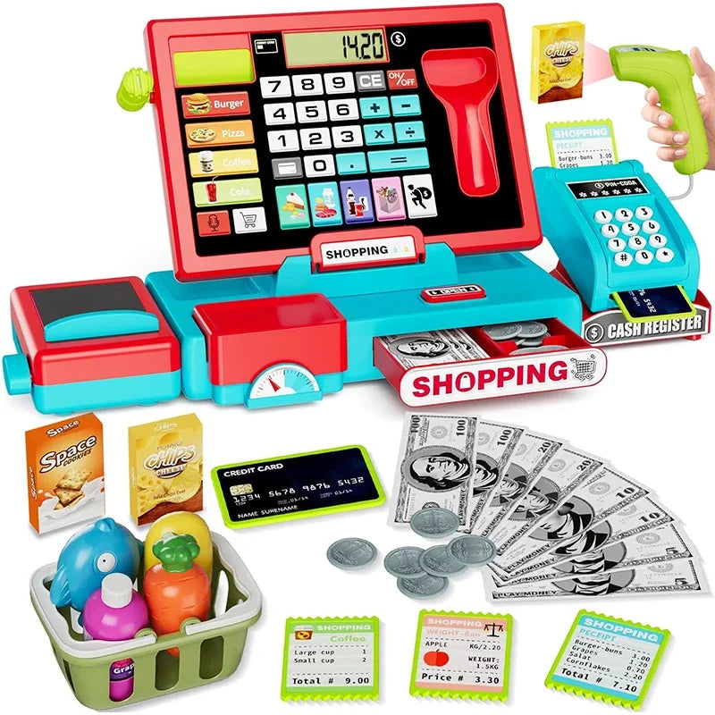 Caisse enregistreuse enfant avec calculatrice, scanner et accessoires ShopPlay - Petit Curio