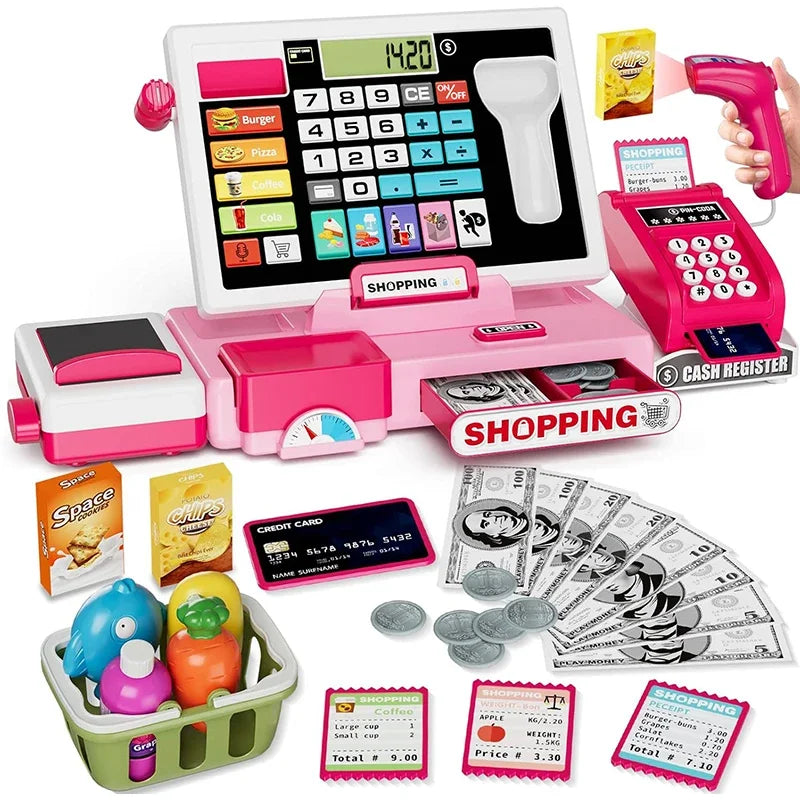 Caisse enregistreuse enfant avec calculatrice, scanner et accessoires ShopPlay - Petit Curio