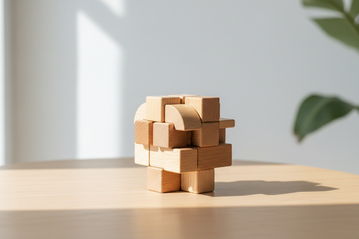 Casse-tête en bois sur table