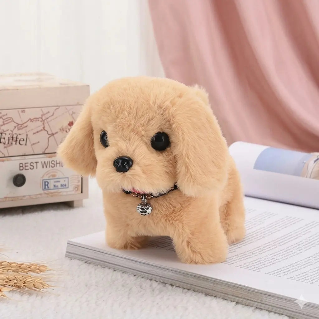 Chien robot qui aboie et remue la queue - beige
