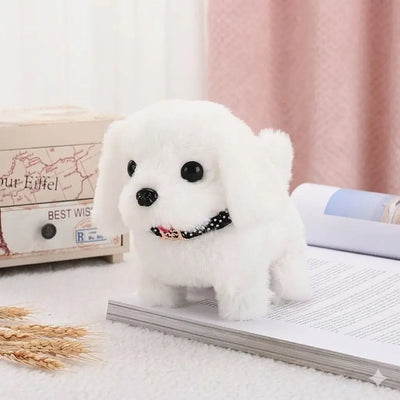 Chien robot qui aboie et remue la queue - blanc