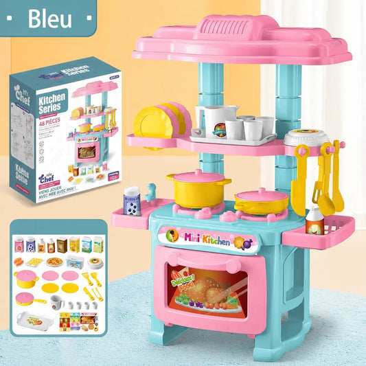 Cuisine enfant Cuisinette avec accessoires et aliments bleu