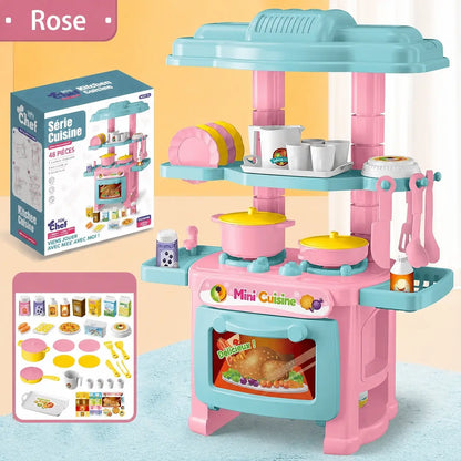 Cuisine enfant Cuisinette avec accessoires et aliments rose
