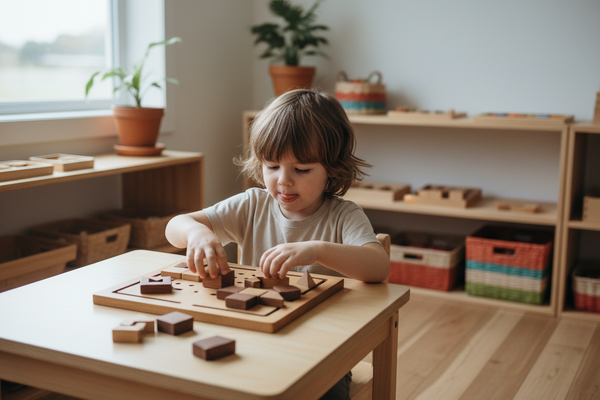 Enfant concentré sur un jeu de logique