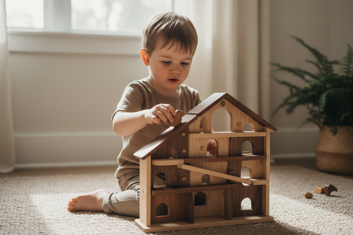 Enfant développant sa créativité avec un jouet éducatif Montessori