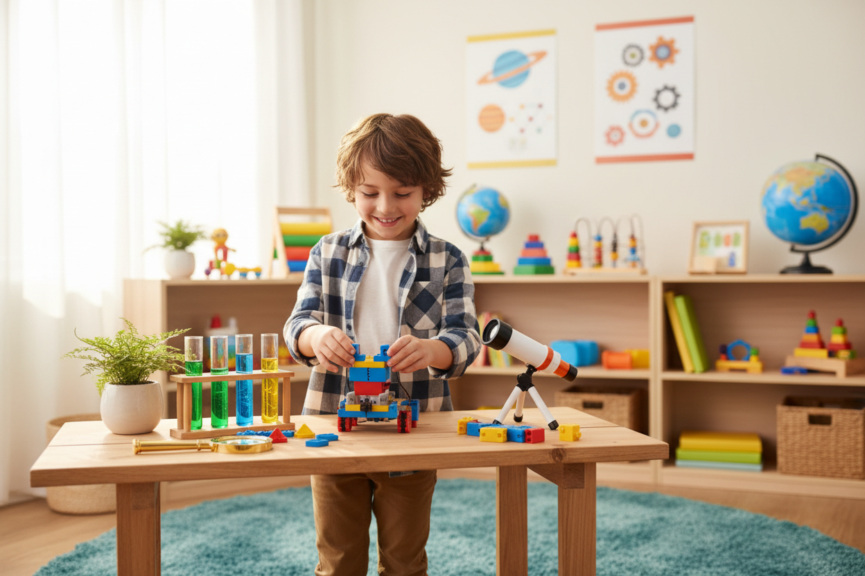 Enfant STEM robot experience scientifique banniere