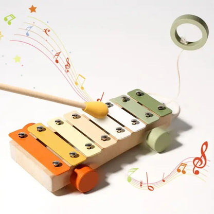 Hochet bébé en bois naturel — 7 instruments, zéro plastique, zéro écran