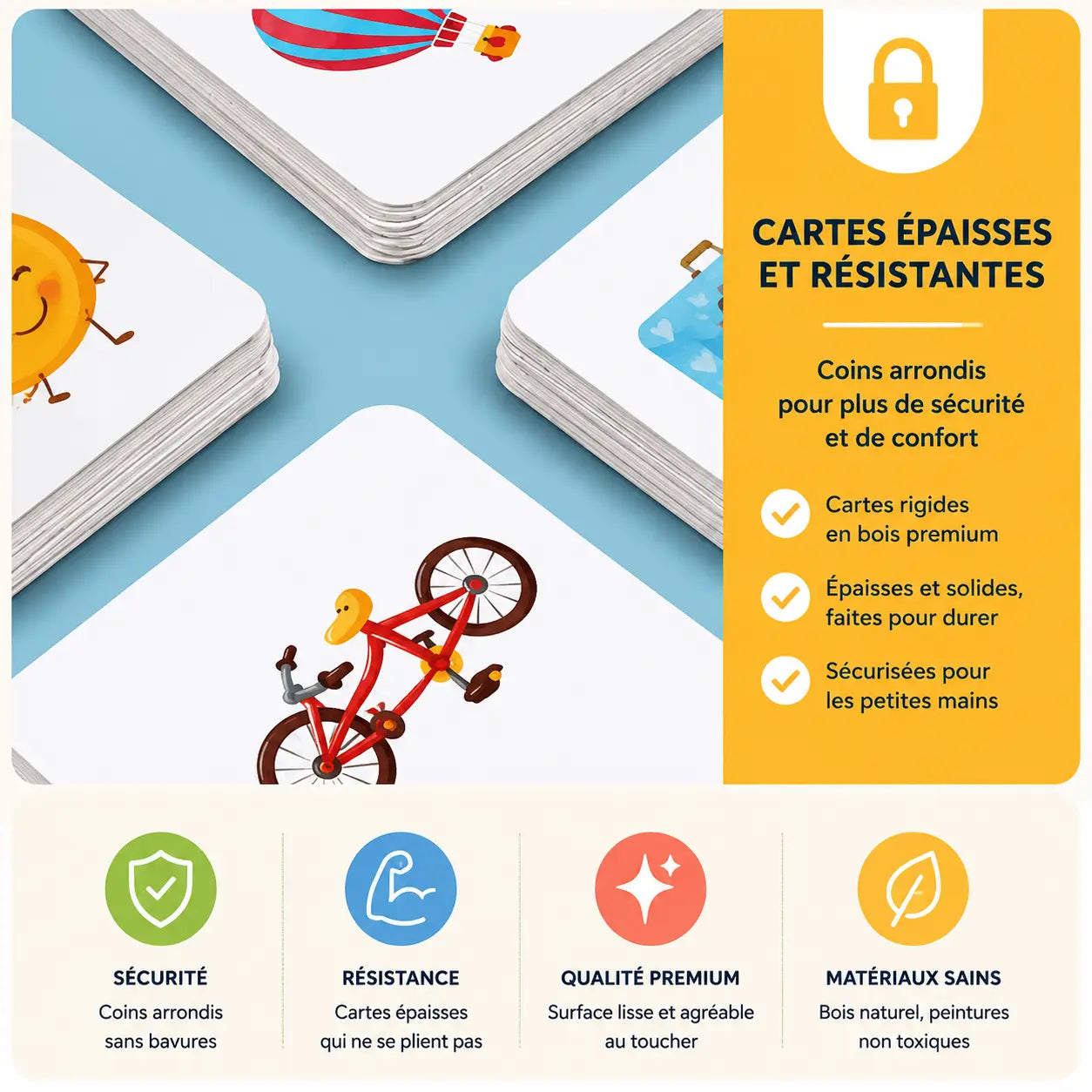 Jeu de cartes mémoire et observation en bois Curio Mémo pour enfant - Petit Curio