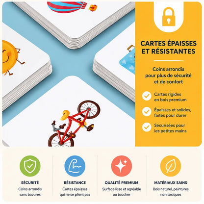 Jeu de cartes mémoire et observation en bois Curio Mémo pour enfant - Petit Curio