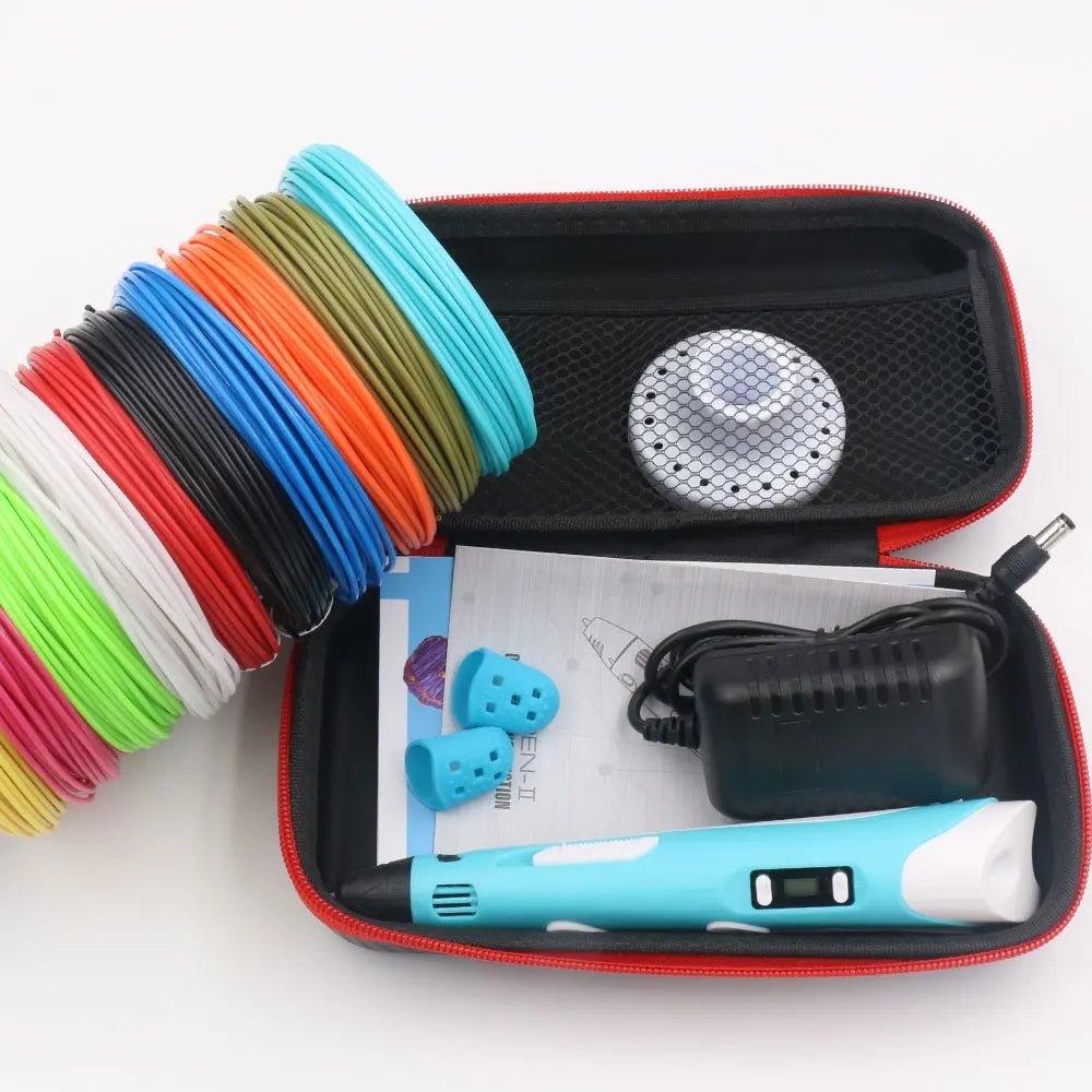 Stylo 3D enfant CurioPen avec écran LCD, filament PLA coloré et valise de rangement