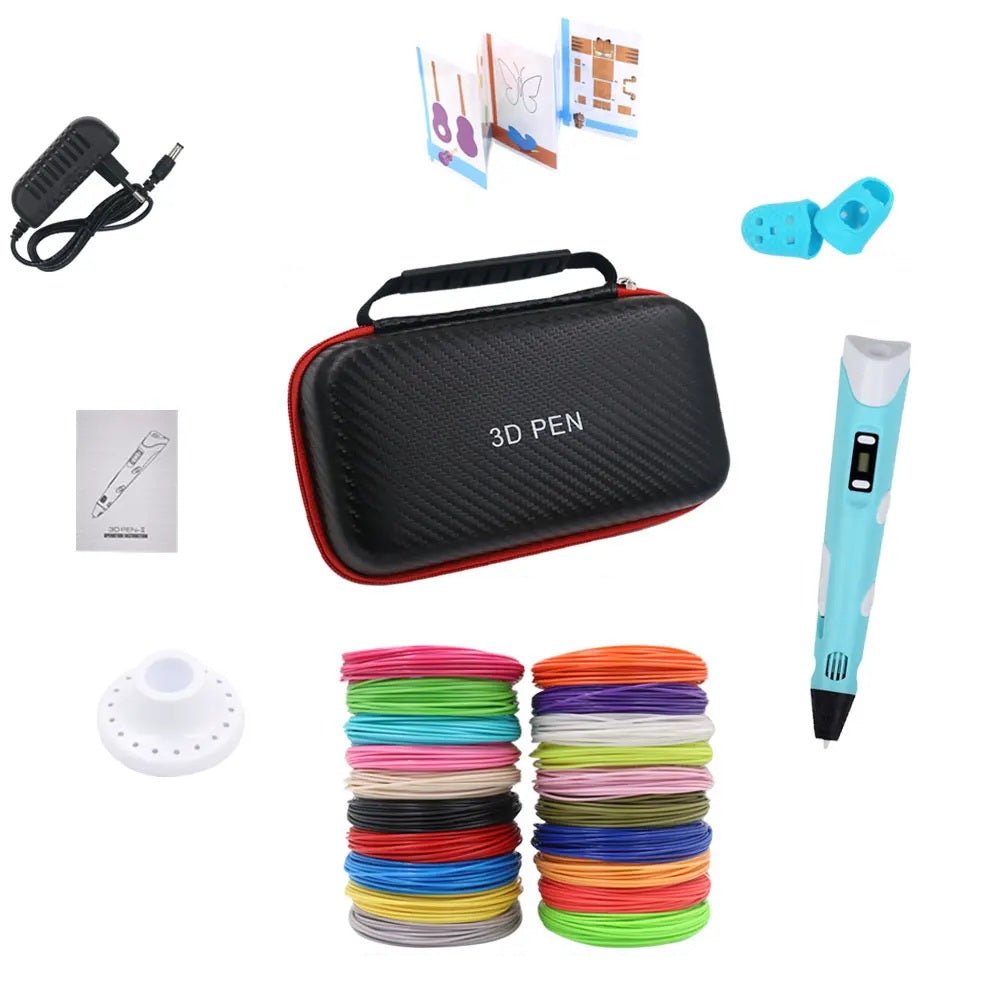 Stylo 3D enfant CurioPen avec écran LCD, filament PLA coloré et valise de rangement