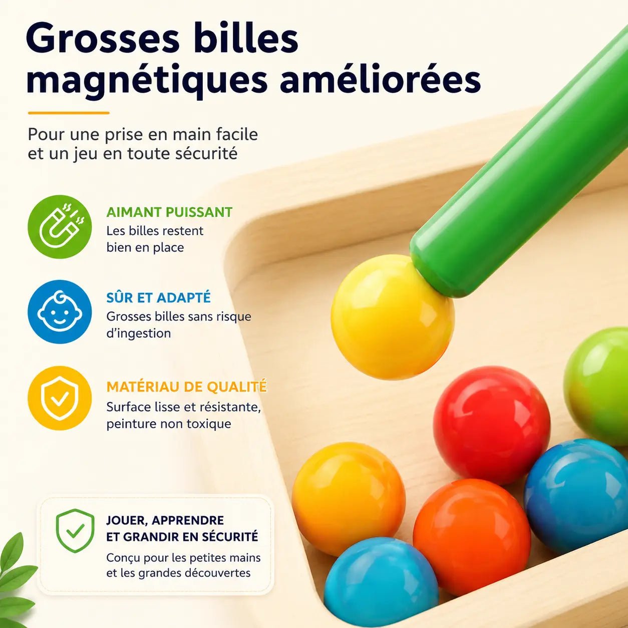 Labyrinthe magnétique Montessori en bois avec chiffres et billes colorées LogicPath - Petit Curio