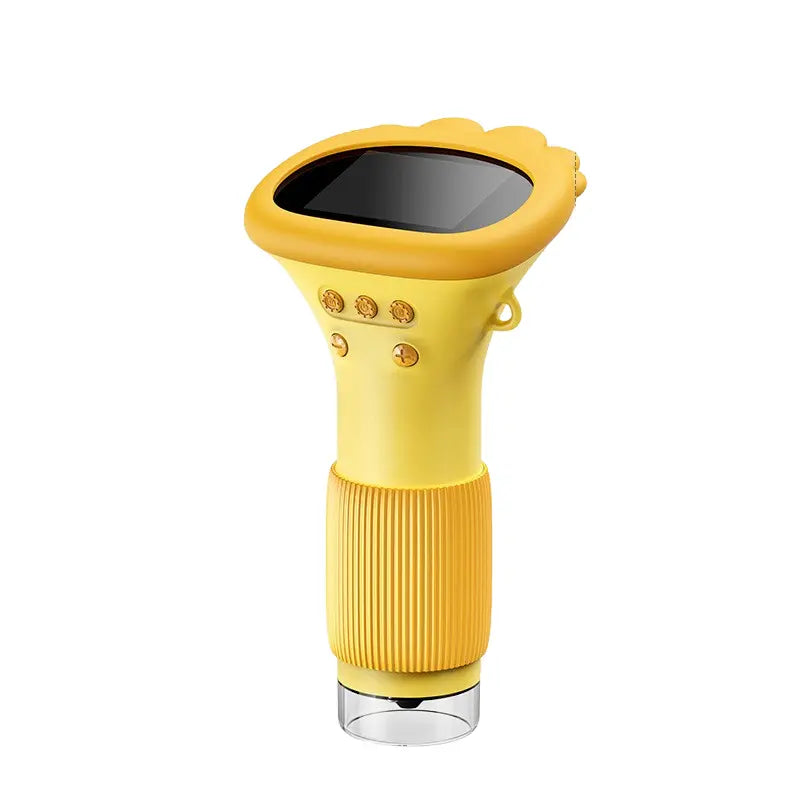 Microscope enfant numérique MicroPixel avec écran intégré, présenté en jaune.