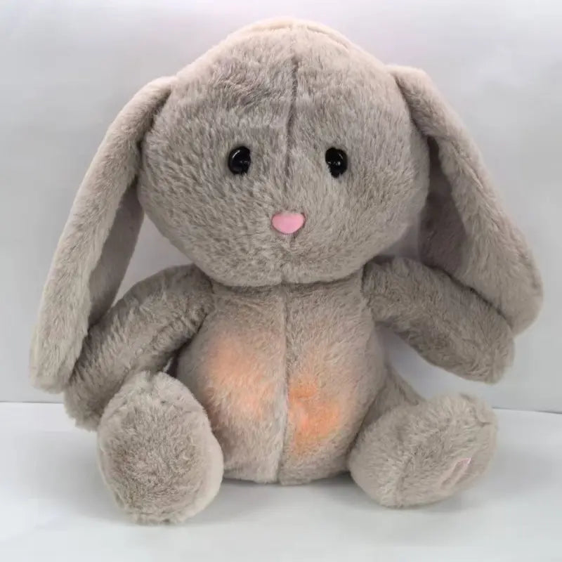 Peluche bruit blanc lapin gris doux avec lumière apaisante - LuniLapin™ Petit Curio