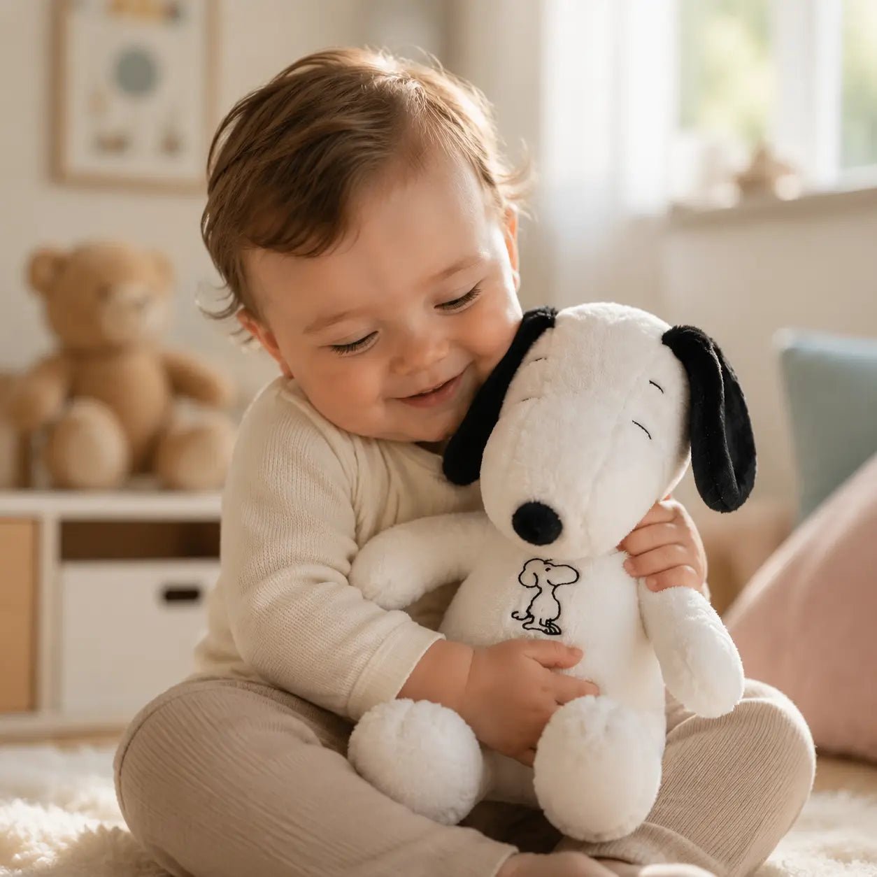 Peluche bruit blanc avec respiration apaisante SnoopyDream pour bébé - Petit Curio