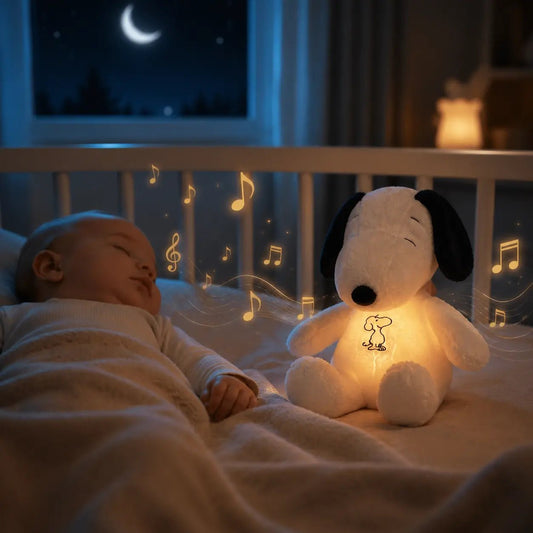Peluche bruit blanc avec respiration apaisante SnoopyDream pour bébé - Petit Curio