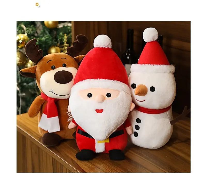 Peluche de Noël Père Noël, bonhomme de neige et renne en polyester - Petit Curio