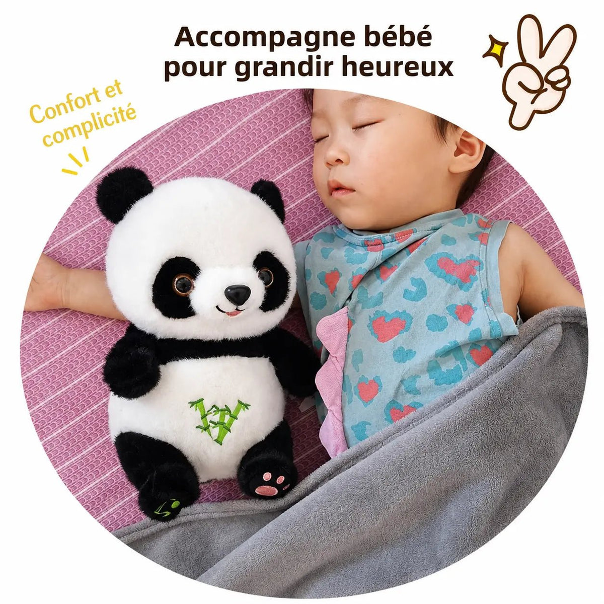 Peluche panda objet transitionnel compagnon de nuit enfant 0-36 mois - Petit Curio