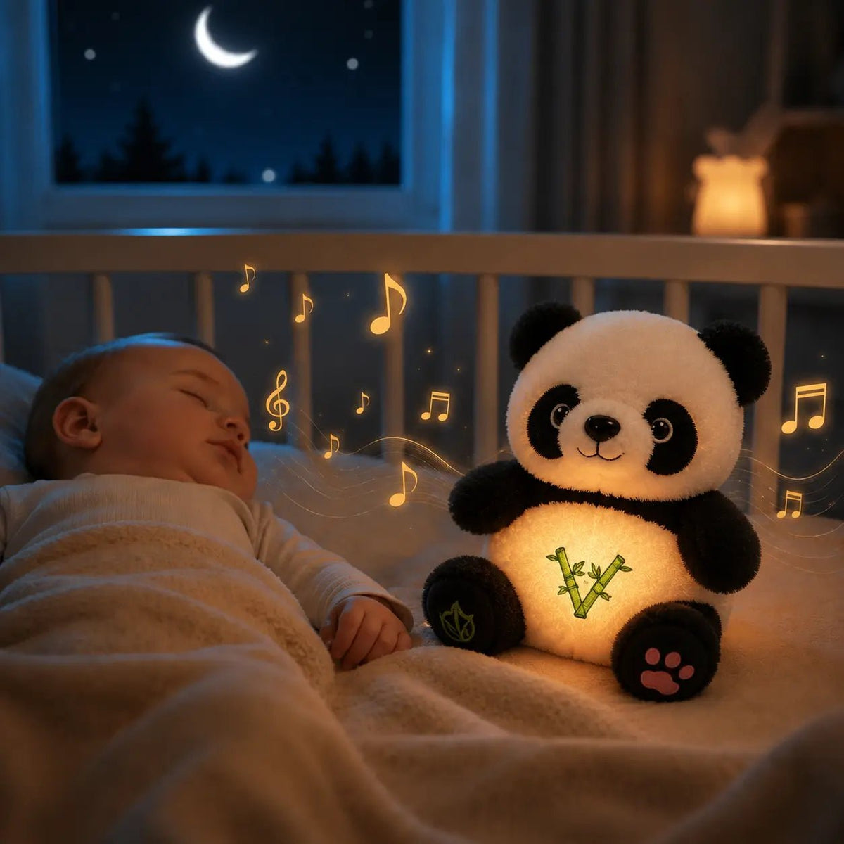 Peluche veilleuse musicale panda bruit blanc dès la naissance - Petit Curio