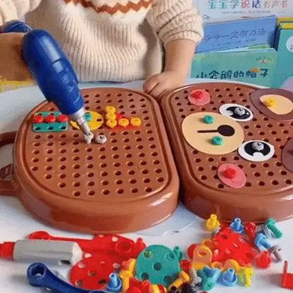 Boite a outils enfant 204 pieces, perceuse jouet et outils de bricolage dans une mallette de rangement pratiqu
