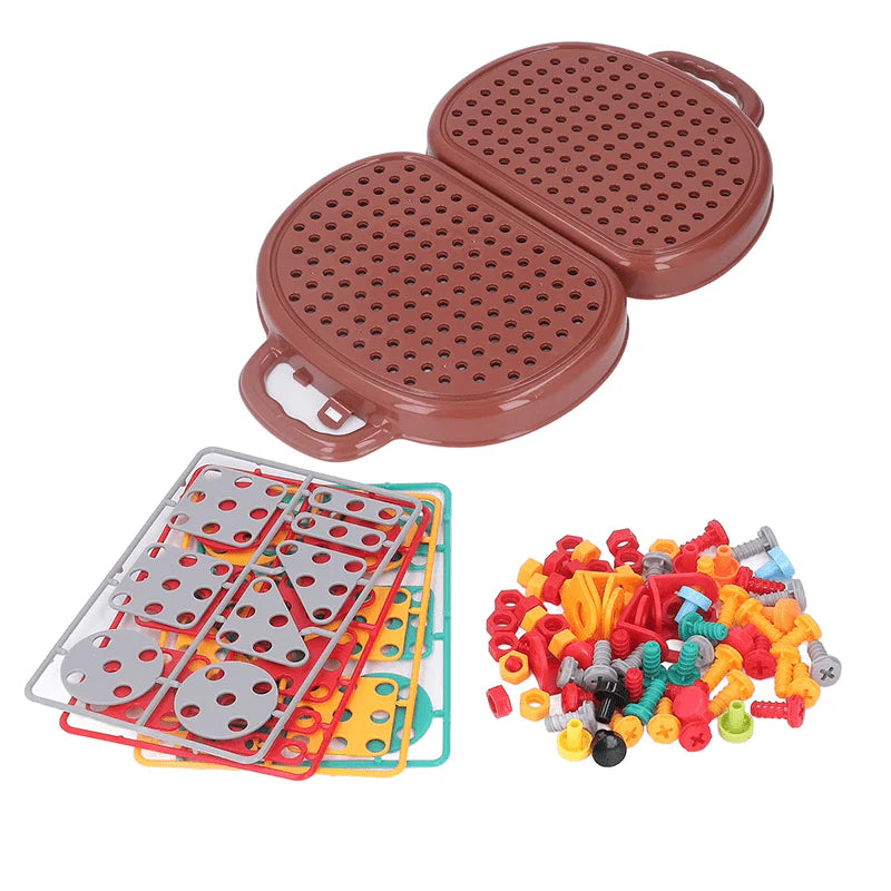 Boite a outils enfant Montessori 204 pieces avec perceuse jouet et mallette de rangement