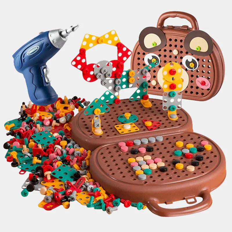 Boite a outils enfant Montessori 204 pieces avec perceuse et outils realistes