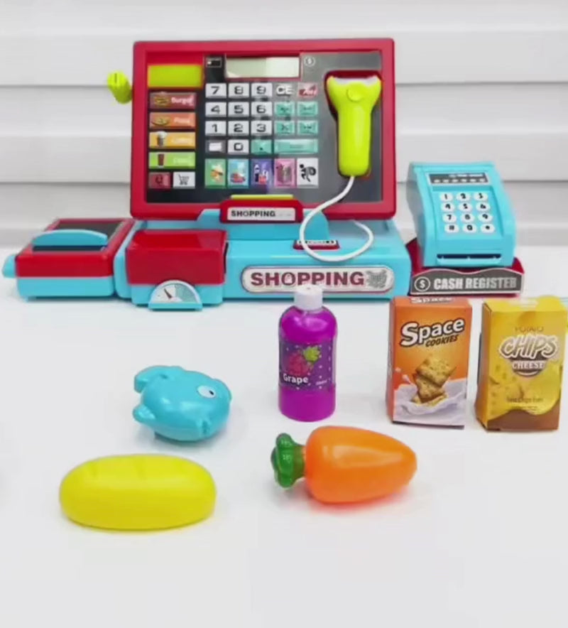 Caisse enregistreuse enfant avec calculatrice, scanner et accessoires ShopPlay - Petit Curio