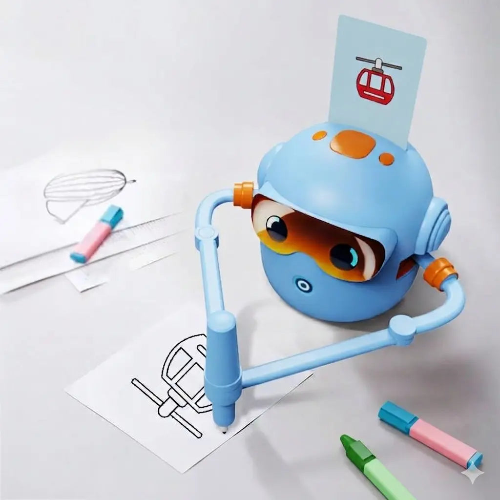 Robot créatif enfant : colorier, imaginer et recommencer, bleu