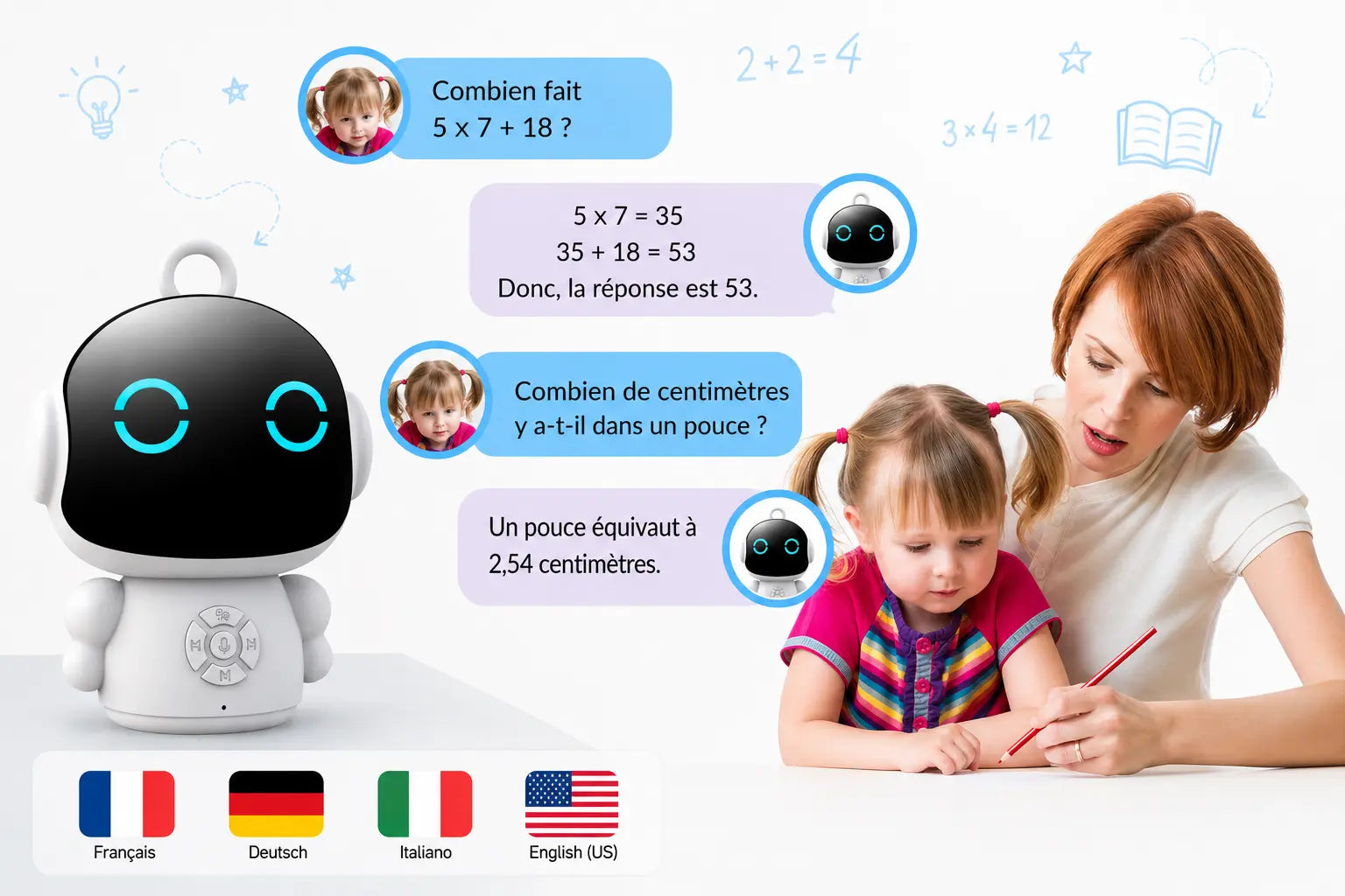 Robot enfant intelligent interactif PetitTuya avec IA et reconnaissance vocale - Petit Curio