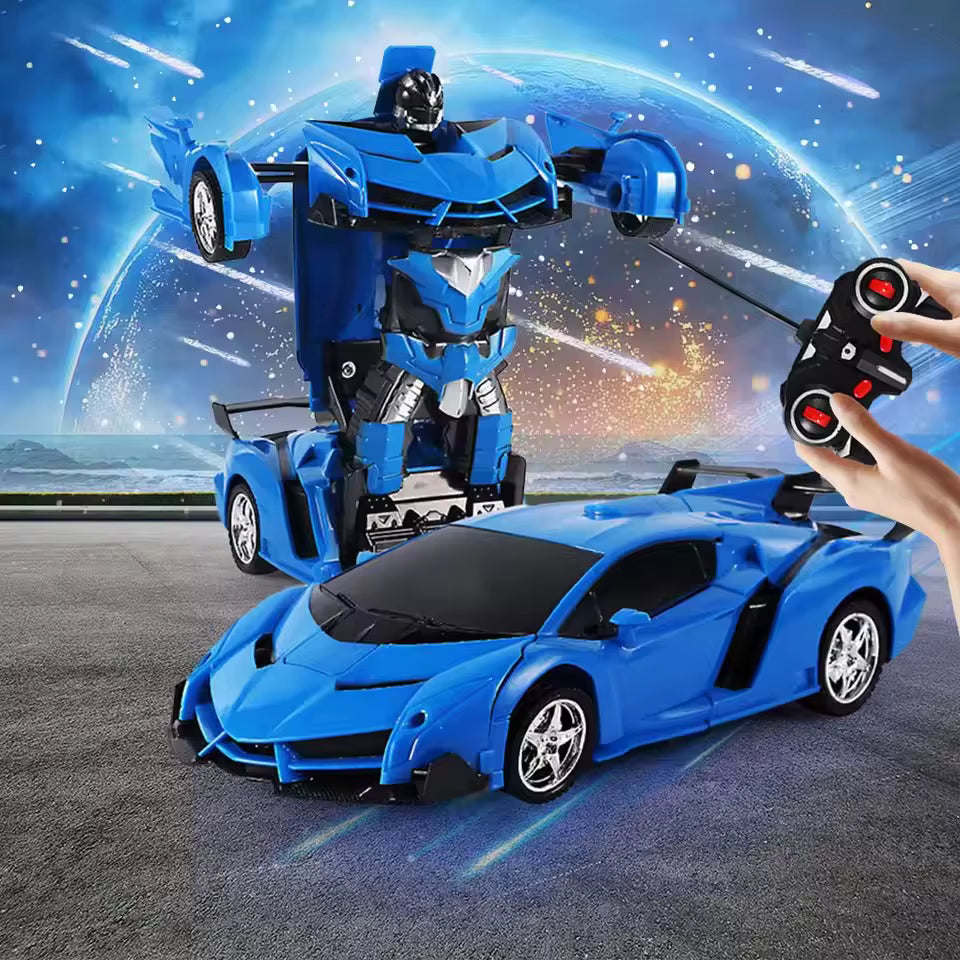 Voiture qui se transforme en robot, bleu