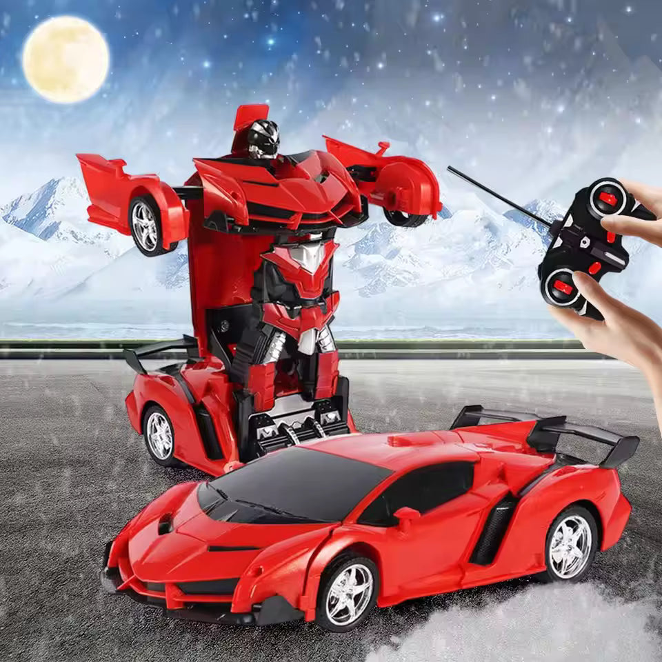 Voiture qui se transforme en robot rouge