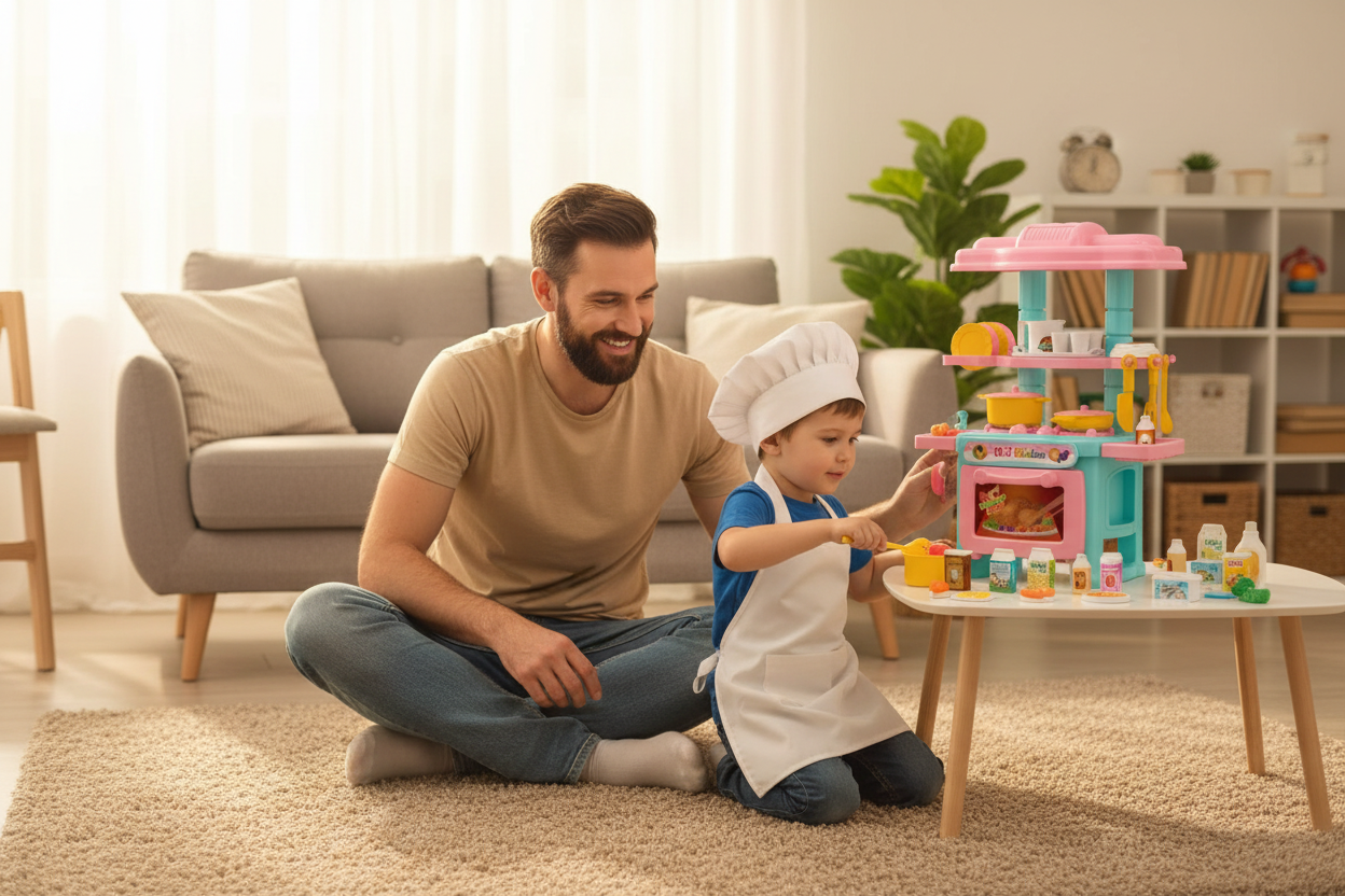 Scène de vie Jérémy et Lucas - mini cuisine jouet