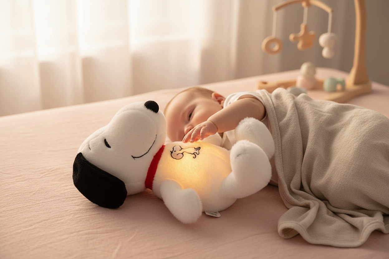 SnoopyDream™ — Bébé et peluche, respiration apaisante