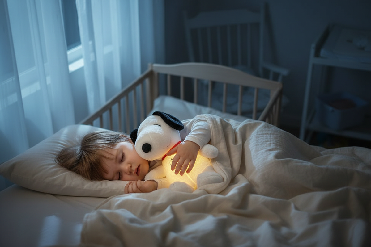 SnoopyDream™ — Bébé dort avec peluche bruit blanc