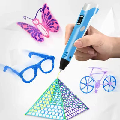 Stylo 3D enfant CurioPen avec écran LCD, filament PLA coloré et valise de rangement