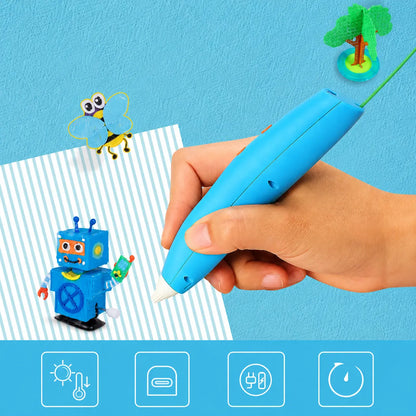 Stylo 3D PCL basse température sans fil 3DMorfo — le seul stylo 3D dont on peut toucher le filament directement sur la peau