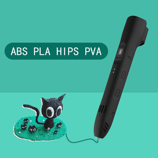 Stylo 3D enfant compatible filaments ABS, PLA, HIPS et PVA, température réglable 60-245°C, activité créative sans écran