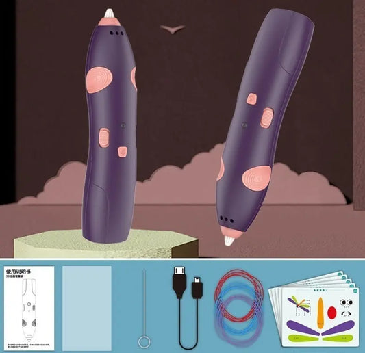 Stylo 3D enfant Créa-Mini™ — basse température ≤ 40°C, sans fil, 1 bouton, dès 3 ans